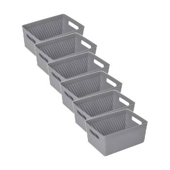 6PK Braz Home Organisation Plastic Thatch Storage Basket 21x15x9cm 3L Assorted