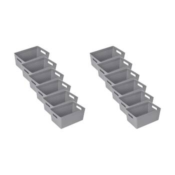 12PK Braz Home Organisation Plastic Thatch Storage Basket 25x17x12cm 5L Assorted