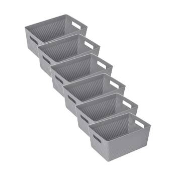 6PK Braz Home Organisation Plastic Thatch Storage Basket 25x17x12cm 5L Assorted
