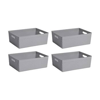 4PK Braz Home Organisation Plastic Thatch Storage Basket 35x26x12cm 11L Assorted