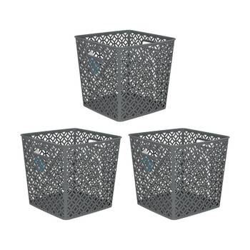 3PK Braz Home Organisation Plastic Batik Storage Basket 29x29x28cm 19L Assorted