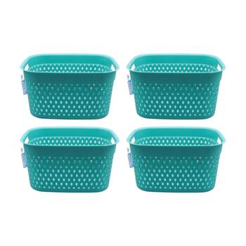 4PK Braz Home Organisation Plastic Storage Belle Basket Rect 33x23x18cm Assorted