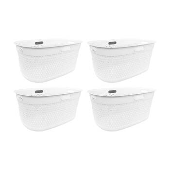 4PK Belle Plastic Perforated Laundry Basket W/ Handles 57x40x27cm Assorted