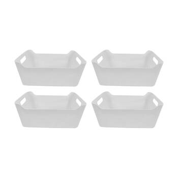 4PK Braz Home Organisation Plastic Storage Basket W/ Handles 37x30x18cm White