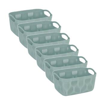 6PK Braz Home Organisation Plastic Storage Basket Wave 3.2L Leaf Design Assorted