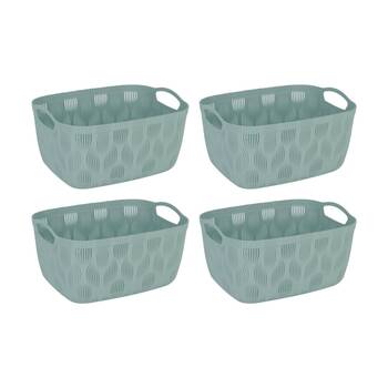 4PK Braz Home Organisation Plastic Storage Basket Wave 13.5L Leaf Design Assrtd