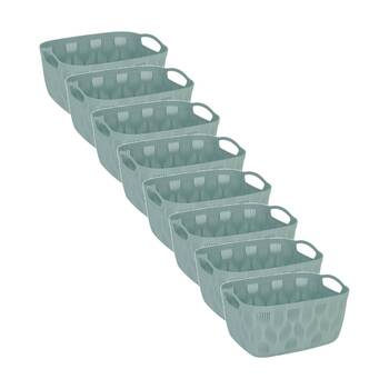 8PK Braz Home Organisation Plastic Storage Basket Wave 13.5L Leaf Design Assrtd