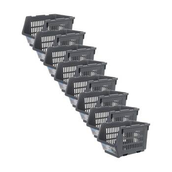 8PK Braz Ventilated Plastic Stackable Nesting Storage Basket Small Assorted