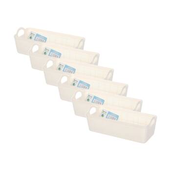 6PK Braz Home Organisation Fabric Storage Jute Tray Narrow 27x11.5x9.3cm Assrtd