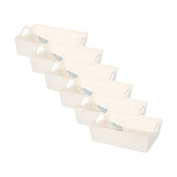 6PK Braz Home Organisation Fabric Storage Jute Tray Medium 27x19.5x9.3cm Assrtd