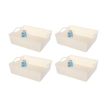 4PK Braz Home Organisation Fabric Storage Jute Tray Large 34x27.5x12cm Assorted