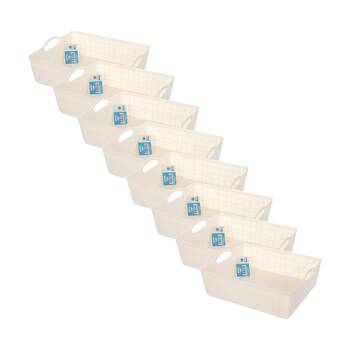 8PK Braz Home Organisation Fabric Storage Jute Tray Large 34x27.5x12cm Assorted