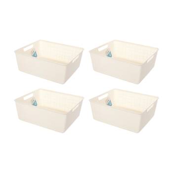 4PK Braz Home Organisation Fabric Storage Jute Basket 35x29.9x13.5cm 12L Assrtd
