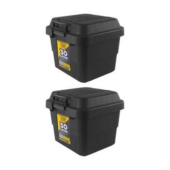 2PK TUFF Box Storer X-Tuff Thai Plastic Storage Container 30L 41x39x37cm Black