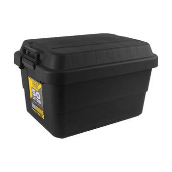 TUFF Box Storer X-Tuff Thai Plastic Storage Container 50L 60x39x37cm Black