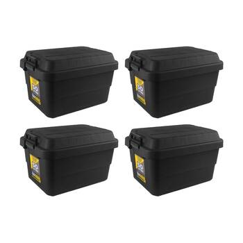 4PK TUFF Box Storer X-Tuff Thai Plastic Storage Container 50L 60x39x37cm Black