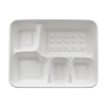 20x 20pc Partyware Durable 5 Compartment Plate 280x220mm Sugar Cane