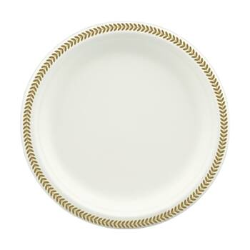 48x 10pc Partyware Earth-Friendly Durable Plate Set Gold Rim 230mm Sugar Cane