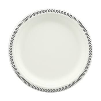 48x 10pc Partyware Earth-Friendly Durable Plate Set Silver Rim 230mm Sugar Cane