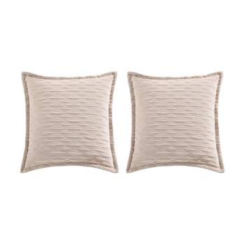 2PK Renee Taylor Marley Jacquard European Pillowcase Champagne 65x65cm