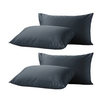 2x 2pc Renee Taylor 400TC Egyptian Cotton Standard Pillowcase Pair Steel Blue