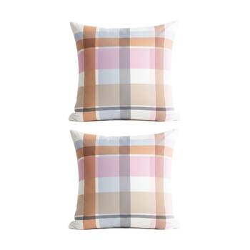 2PK Renee Taylor Textured Cotton Reversible European Pillowcase Miranda Check