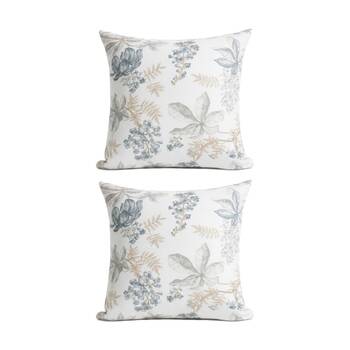 2PK Renee Taylor Textured Cotton Slub Reversible European Pillowcase Floral Vine