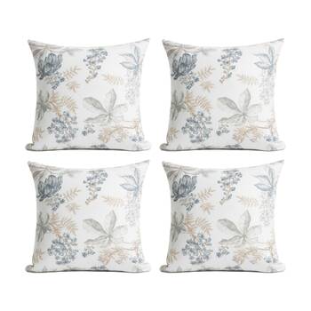 4PK Renee Taylor Textured Cotton Slub Reversible European Pillowcase Floral Vine