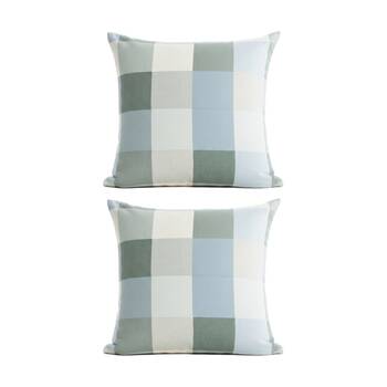 2PK Renee Taylor Textured Cotton Reversible European Pillowcase Jackson Check