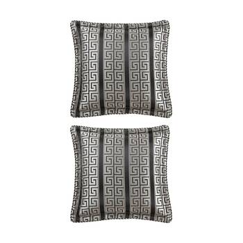 2PK Renee Taylor Regalia Collection Mayana Cushion Champenge & Black 45x45cm