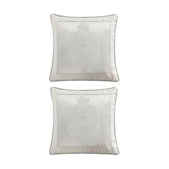 2PK Renee Taylor Regalia Collection Amalia Decor Cushion White & Silver 45x45cm