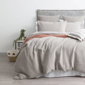 Cloud Linen Celeste Seersucker Cotton Waffle Quilt Cover Set Charcoal King