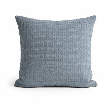 Cloud Linen Celeste Seersucker Cotton Waffle European Pillowcase Ink 65x65cm