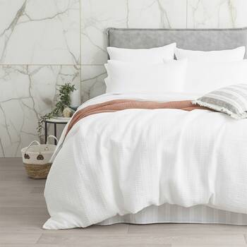 Cloud Linen Celeste Seersucker Cotton Waffle Quilt Cover Set Ivory King