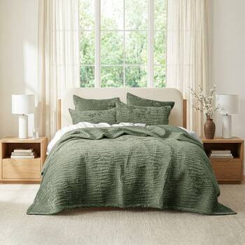 Renee Taylor Blake Velvet European Pillowcase Ultra-Soft Cotton Military