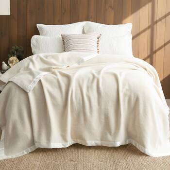 Renee Taylor Soft Australian Merino Wool Blanket 400gsm Natural