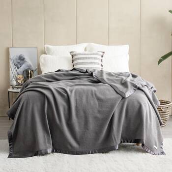 Renee Taylor Soft Australian Merino Wool Blanket 400gsm Magnet