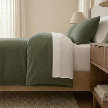 Renee Taylor Soft?Washed Linen Cotton European Pillowcase Leaf