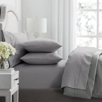 4pc Renee Taylor 1000TC Premium Egyptian Cotton Soft Sheet Set Ash