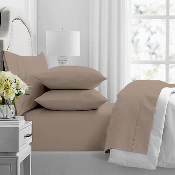4pc Renee Taylor 1000TC Premium Egyptian Cotton Soft Sheet Set Sand