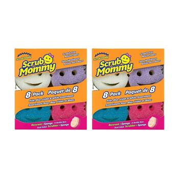 2x 8pc Scrub Daddy Mommy Dual-Sided Cleaning Sponges Multicolour