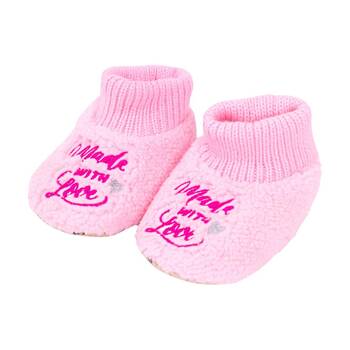 SnuggUps Baby Pink Love Plush Slipper Shoes Soft Sherpa Lining