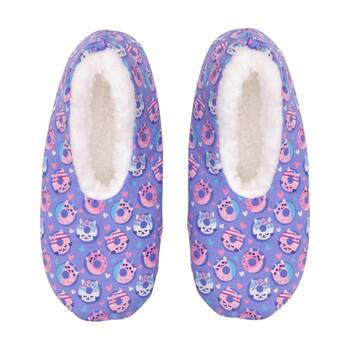 SnuggUps Kids Printed Cool Cat Plush Slippers Soft Sherpa Lining