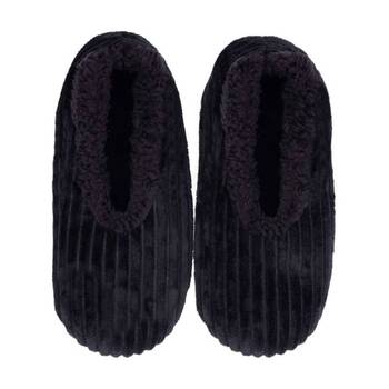 SnuggUps Men's Plush Slippers Soft Sherpa Lining Cord Black Medium EU40-42