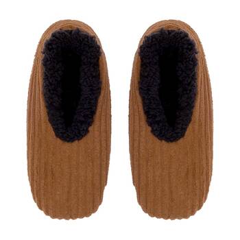 SnuggUps Mens Plus Slipper Shoes Soft Sherpa Lining Cord Brown
