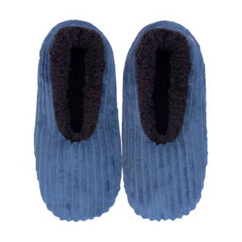 SnuggUps Mens Plus Slippers Soft Sherpa Lining Cord Navy EU40-42