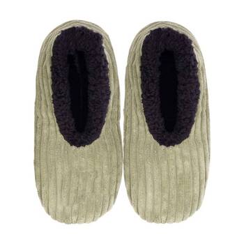 SnuggUps Mens Plus Slippers Soft Sherpa Lining Cord Olive EU40-42