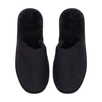 SnuggUps Men's Slide On Polyester/Sherpa Lined Slipper Shoes Black