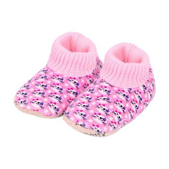 SnuggUps Toddler Printed Star Cat Plush Sherpa Lined Slippers Pink