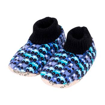 SnuggUps Toddler Printed Truck Plush Sherpa Lined Slippers Blue